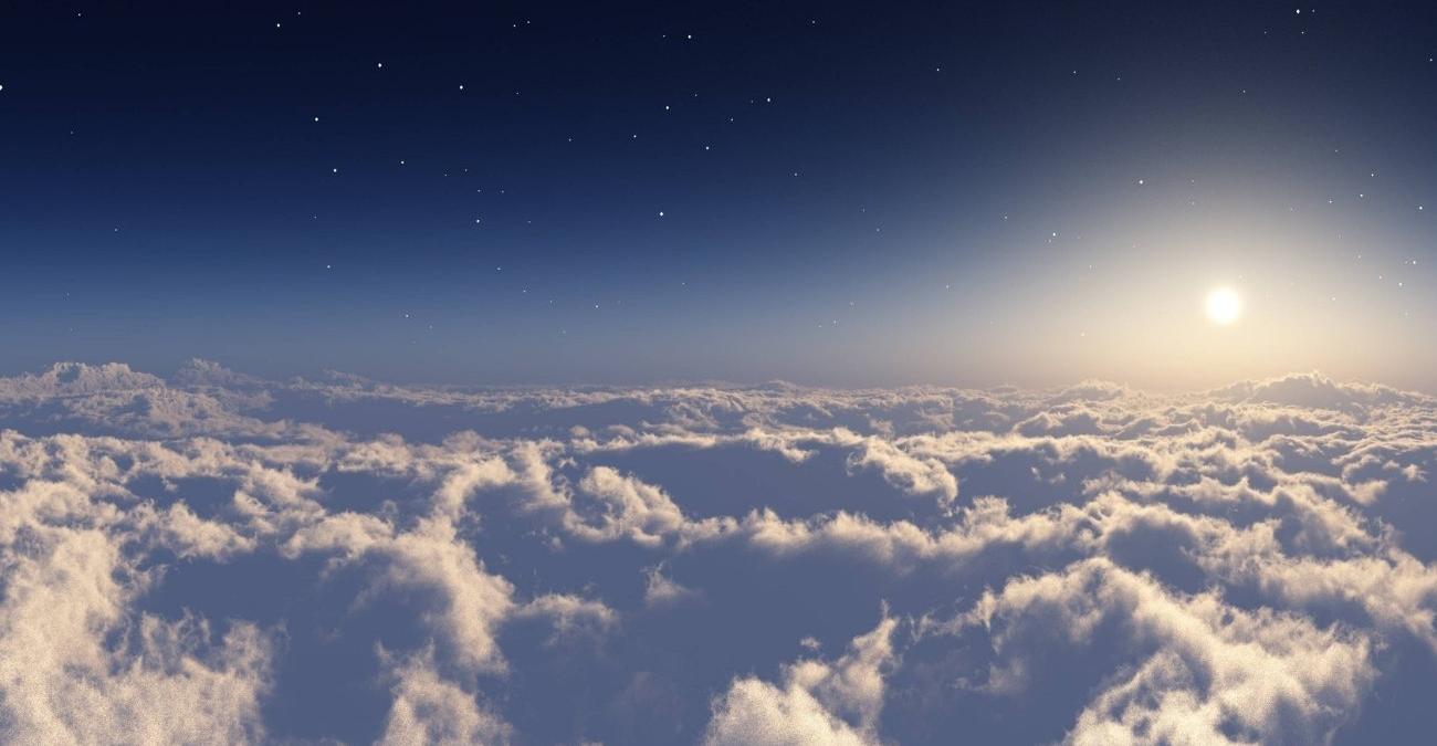 Ein weites Himmelspanorama mit einem endlosen Wolkenmeer und strahlender Sonne - Sinnbild für Copernicus und Sentinel, deren Satelliten die Erde von oben beobachten und kostenfreie Copernicus-Daten über Wolken und Wetter hinweg liefern.