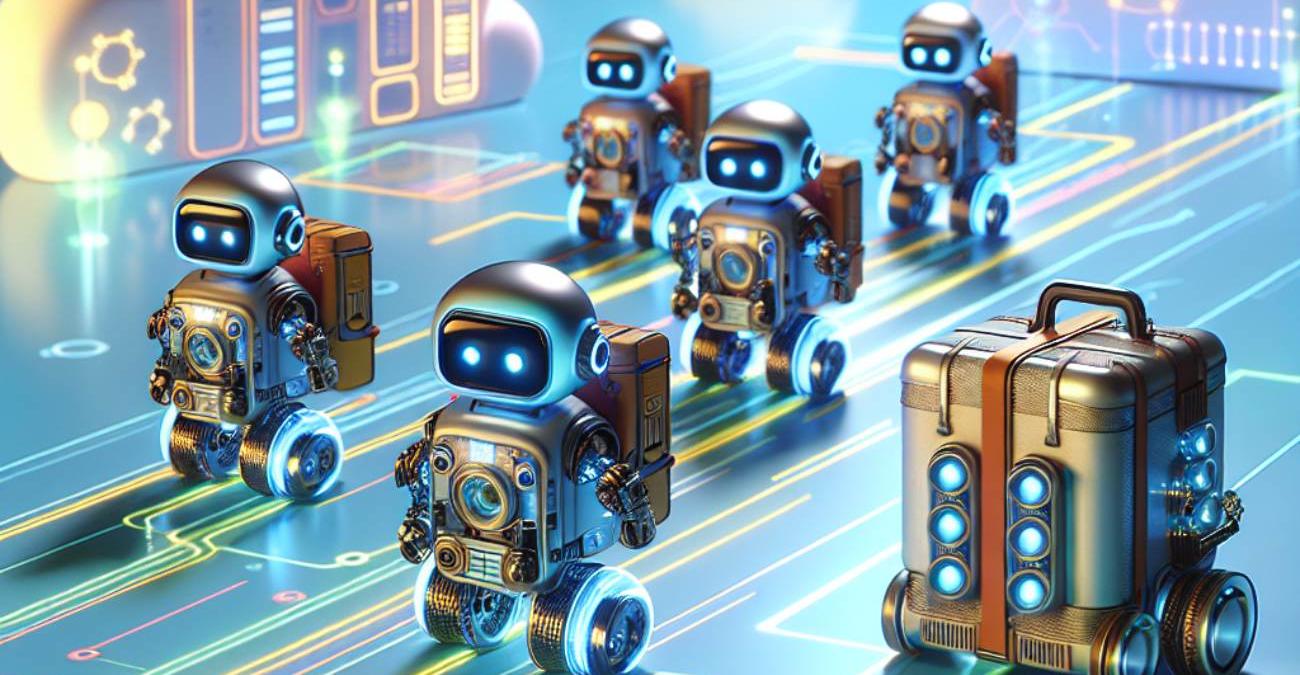 Auf einer Datenautobahn im Inneren eines Servers findet Datenmigration statt: Winzig kleine Roboter transportieren Daten in ihren Rücksäcken.