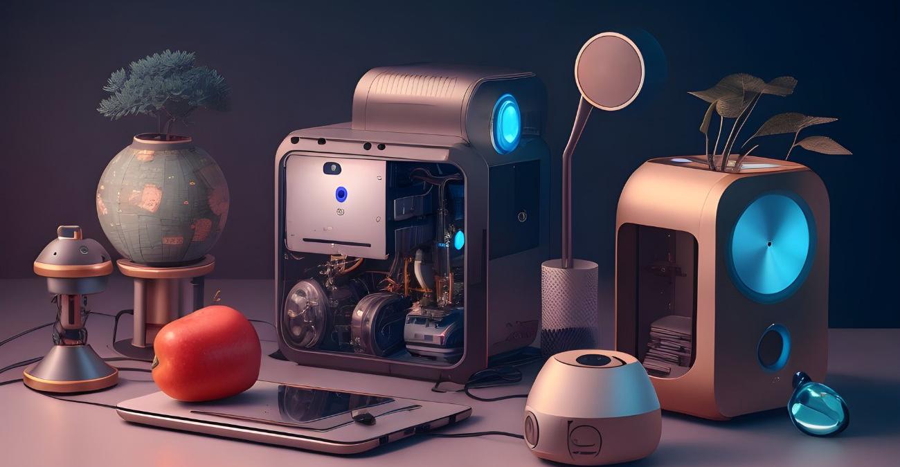 Auf dem Schreibtisch in einer Behörde: Futuristische Geräte symbolisieren die Digitalisierung in der öffentlichen Verwaltung.