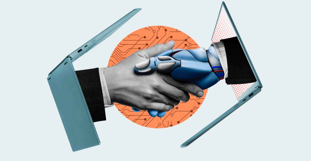 Ein Softwareentwickler-Team arbeitet konzentriert an Bildschirmen mit Code, während im Hintergrund ein KI-Dashboard sichtbar ist.